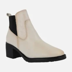 Botines de piel con trasera de tejido elástico