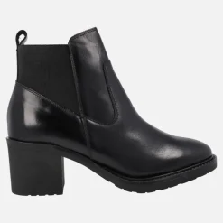 Botines de piel con trasera de tejido elástico
