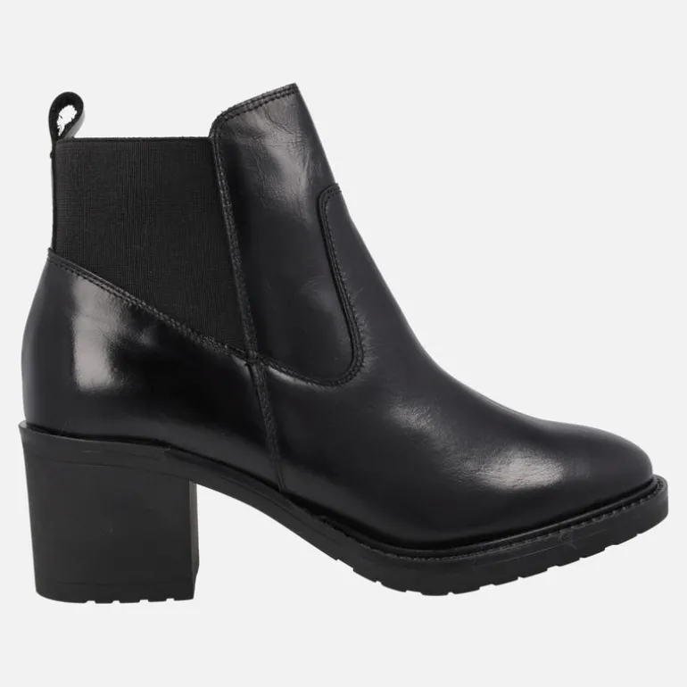 Botines de piel con trasera de tejido elástico