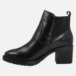 Botines de piel con trasera de tejido elástico