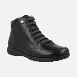 Botines de piel de estilo deportivo con cordones elásticos