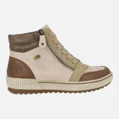 Botines de piel en combinado beige con membrana Remonte Tex