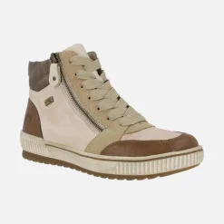 Botines de piel en combinado beige con membrana Remonte Tex