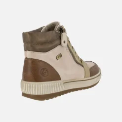 Botines de piel en combinado beige con membrana Remonte Tex