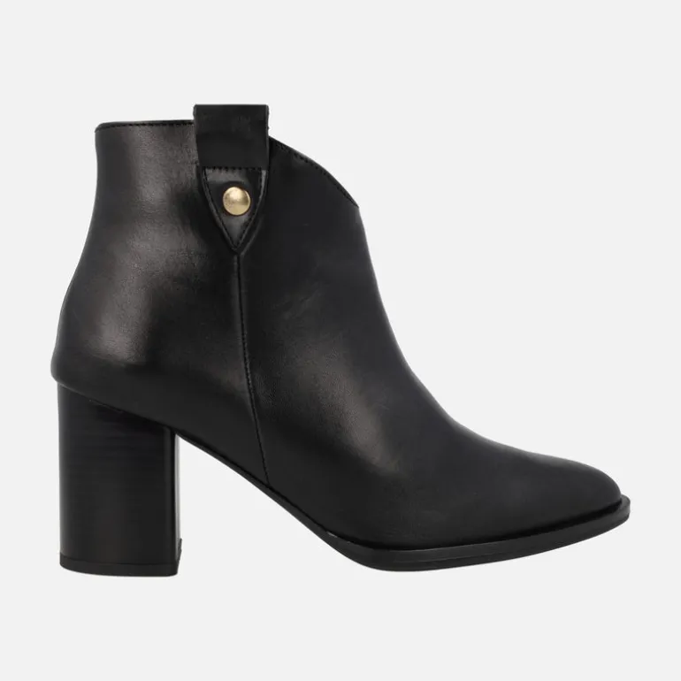 Botines de piel negra Guiomar para mujer con tacones de 8 cms