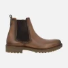 Botines de piel para hombre estilo chelsea en color camel