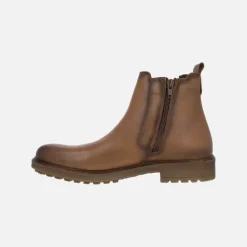 Botines de piel para hombre estilo chelsea en color camel