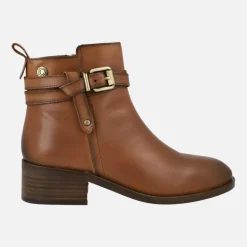 Botines de piel para mujer con adorno de hebilla y nudo