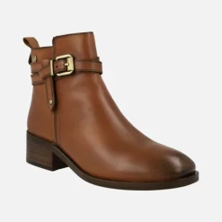 Botines de piel para mujer con adorno de hebilla y nudo