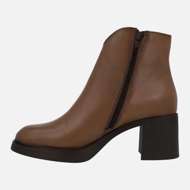 Botines de piel para mujer con tacones anchos y plataforma