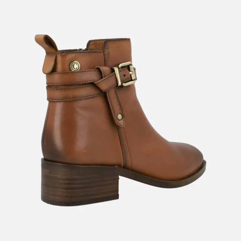 Botines de piel para mujer con adorno de hebilla y nudo