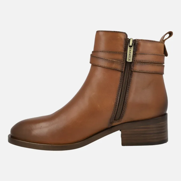 Botines de piel para mujer con adorno de hebilla y nudo
