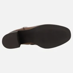 Botines de piel para mujer con tacones anchos y plataforma