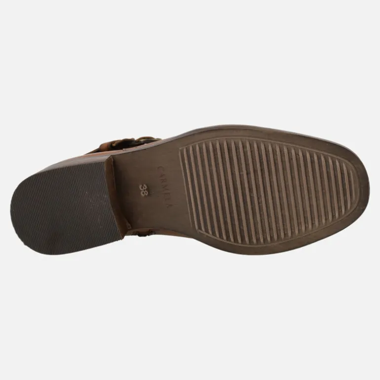 Botines de piel para mujer con adorno de hebilla y nudo