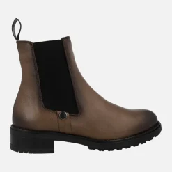 Botines de piel para mujer con adorno de elástico