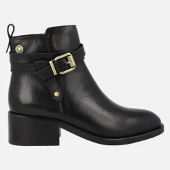 Botines de piel para mujer con adorno de hebilla y nudo
