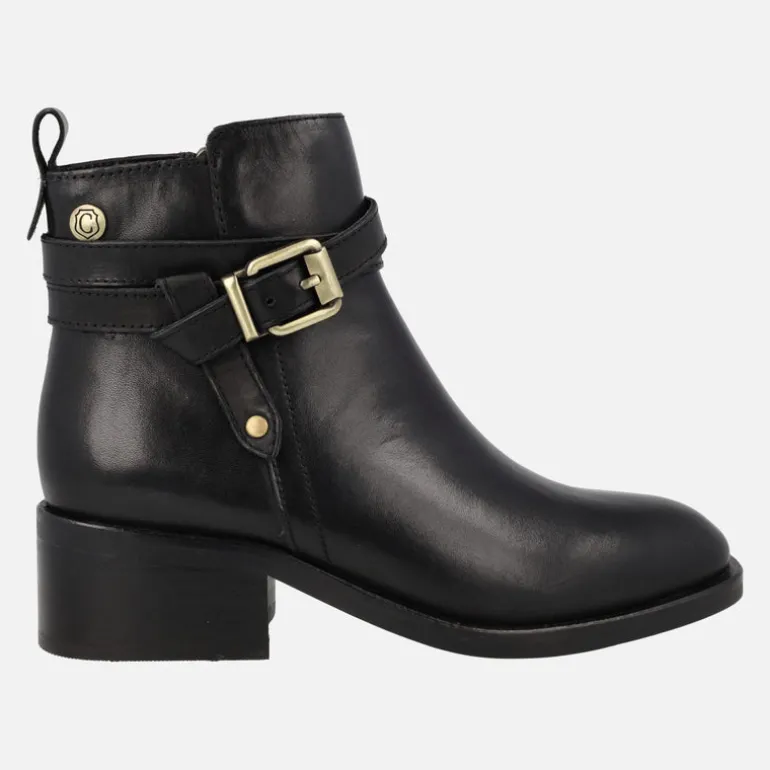 Botines de piel para mujer con adorno de hebilla y nudo