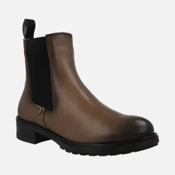 Botines de piel para mujer con adorno de elástico