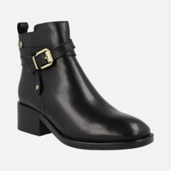 Botines de piel para mujer con adorno de hebilla y nudo