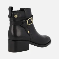 Botines de piel para mujer con adorno de hebilla y nudo