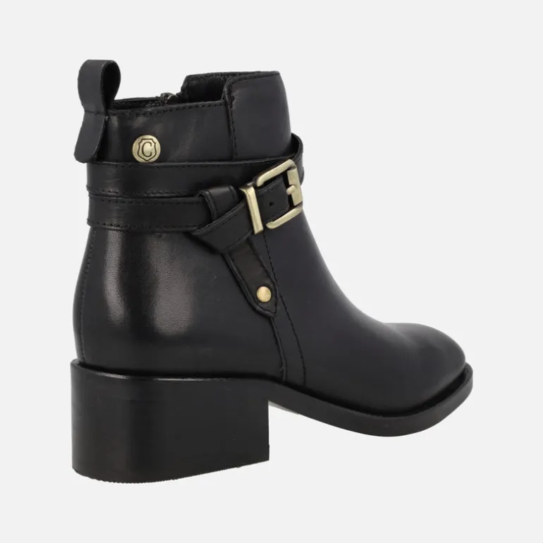 Botines de piel para mujer con adorno de hebilla y nudo