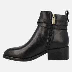 Botines de piel para mujer con adorno de hebilla y nudo