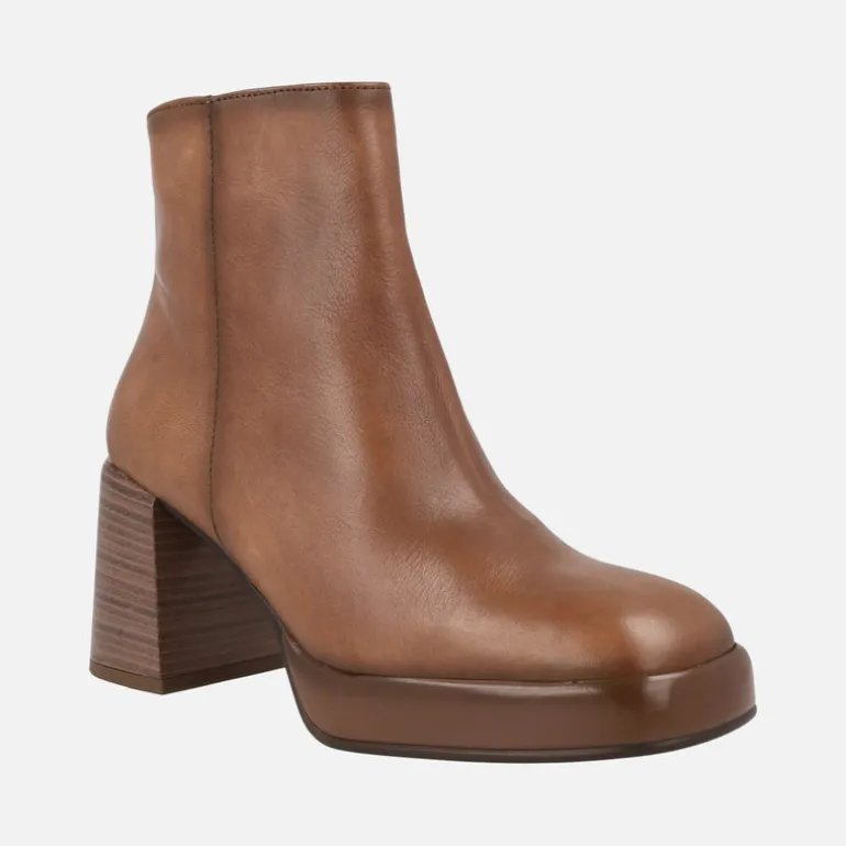 Botines de piel Tokio con tacones anchos y plataforma