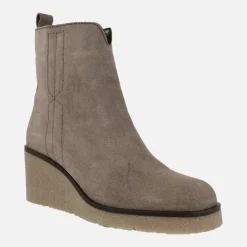 Botines de serraje color taupe Nadia con cuña de goma