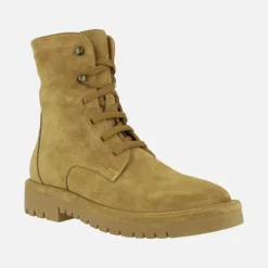Botines de serraje con cordones y cremallera lateral