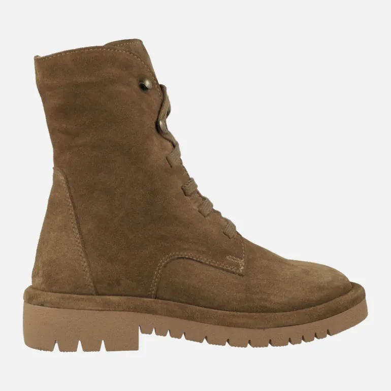 Botines de serraje con cordones y cremallera lateral