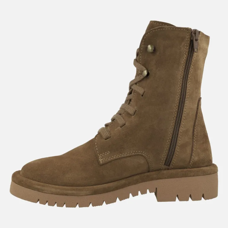 Botines de serraje con cordones y cremallera lateral