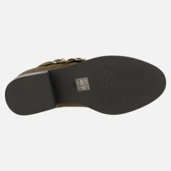 Botines de serraje marrón con adorno de hebillas