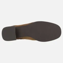 Botines de tacón en combinado marrón con adorno metálico