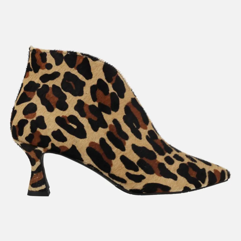 Botines de tacón en pelo animal print leopardo