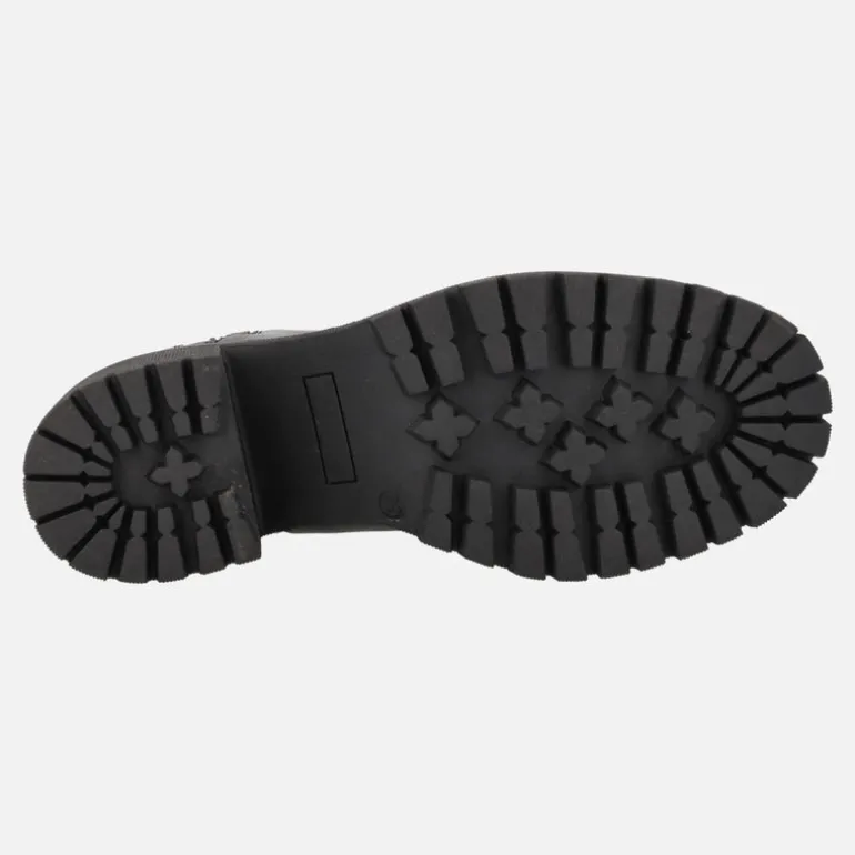 Botines de tacón en piel negra con cremalleras laterales