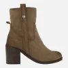 Botines de tacón en serraje taupe Carmela