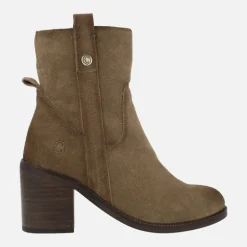 Botines de tacón en serraje taupe Carmela
