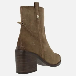 Botines de tacón en serraje taupe Carmela