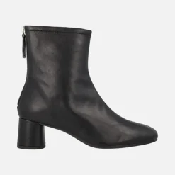 Botines de tacón medio en piel negra Doha
