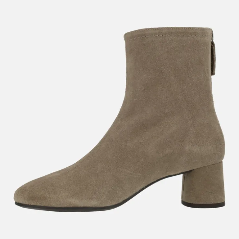 Botines de tacón medio en piel serraje Doha