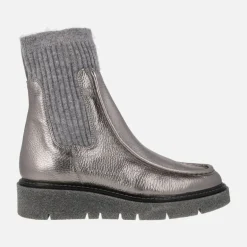 Botines en piel metalizada plata estilo calcetín Patagonia