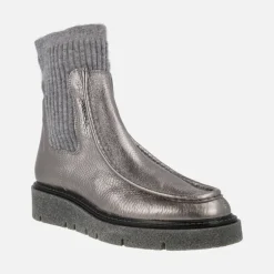 Botines en piel metalizada plata estilo calcetín Patagonia