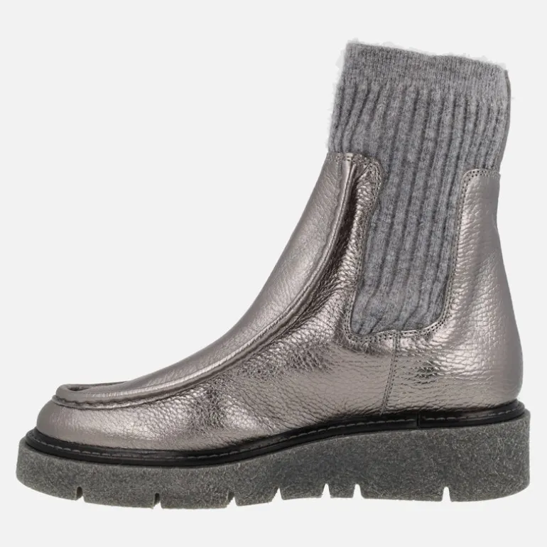 Botines en piel metalizada plata estilo calcetín Patagonia
