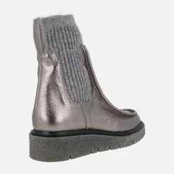 Botines en piel metalizada plata estilo calcetín Patagonia