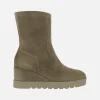 Botines en piel serraje para mujer con cuña y plataforma