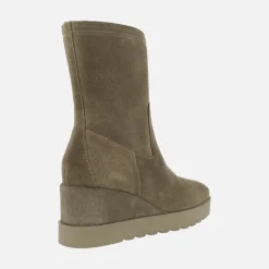Botines en piel serraje para mujer con cuña y plataforma