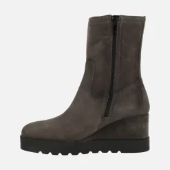 Botines en piel serraje para mujer con cuña y plataforma