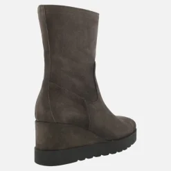 Botines en piel serraje para mujer con cuña y plataforma