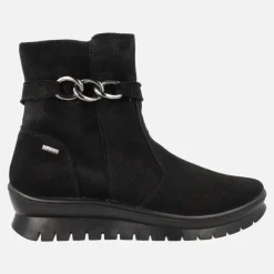 Botines en serraje negro con adorno de cadena y membrana GORE-TEX