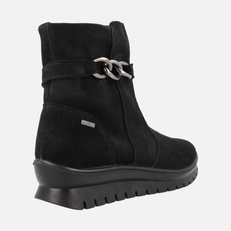 Botines en serraje negro con adorno de cadena y membrana GORE-TEX